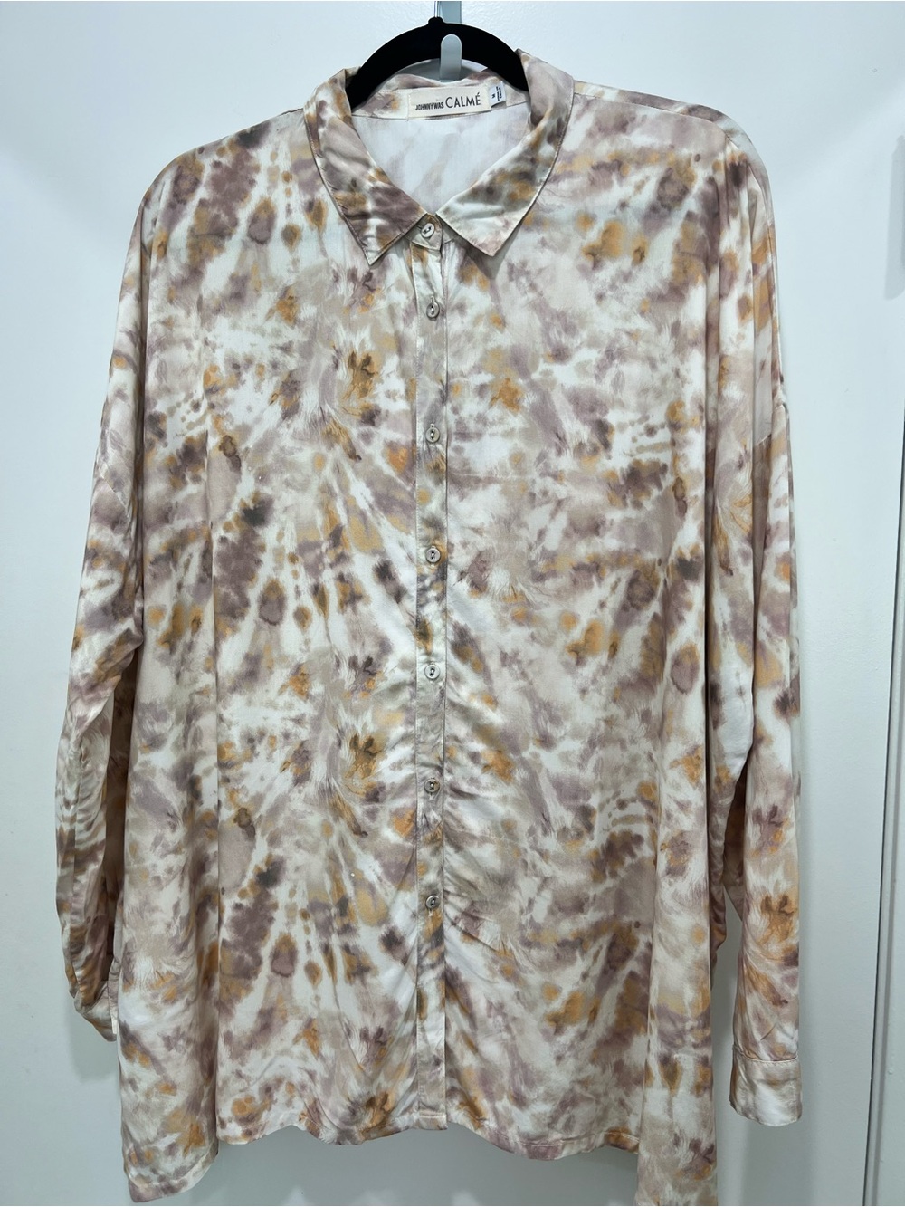 Johnny Was Calmé Oversized Subtle Tie-Dye Button-Down